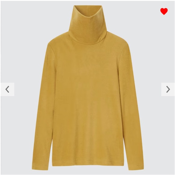 Uniqlo yellow mustard Heattech fleece turtleneck long sleeve sweater NWT - Picture 1 of 8